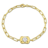 1 CT TW Lab Grown Diamond Paperclip Bracelet in Yellow Plated Sterling Silver