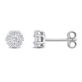 1/2 CT TW Lab Grown Floral Cluster Stud Earrings in Sterling Silver