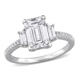 2 1/3 CT TW Multi Shaped Lab Grown Diamond 3 Stone Engagement Ring in 14k White Gold