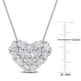 3 1/10 CT TW Lab Grown Diamond Heart Cluster Pendant Necklace in 10k White Gold