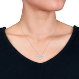 3 1/10 CT TW Lab Grown Diamond Heart Cluster Pendant Necklace in 10k White Gold