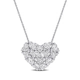 3 1/10 CT TW Lab Grown Diamond Heart Cluster Pendant Necklace in 10k White Gold