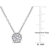 1/2 CT TW Lab Grown Diamond Halo Pendant Necklace in Sterling Silver