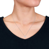 1/2 CT TW Lab Grown Diamond Halo Pendant Necklace in Sterling Silver