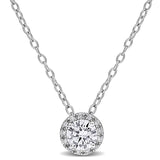 1/2 CT TW Lab Grown Diamond Halo Pendant Necklace in Sterling Silver