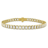 7 1/3 CT TW Emerald Cut Lab Grown Diamond Tennis Bracelet in 14k Yellow Gold